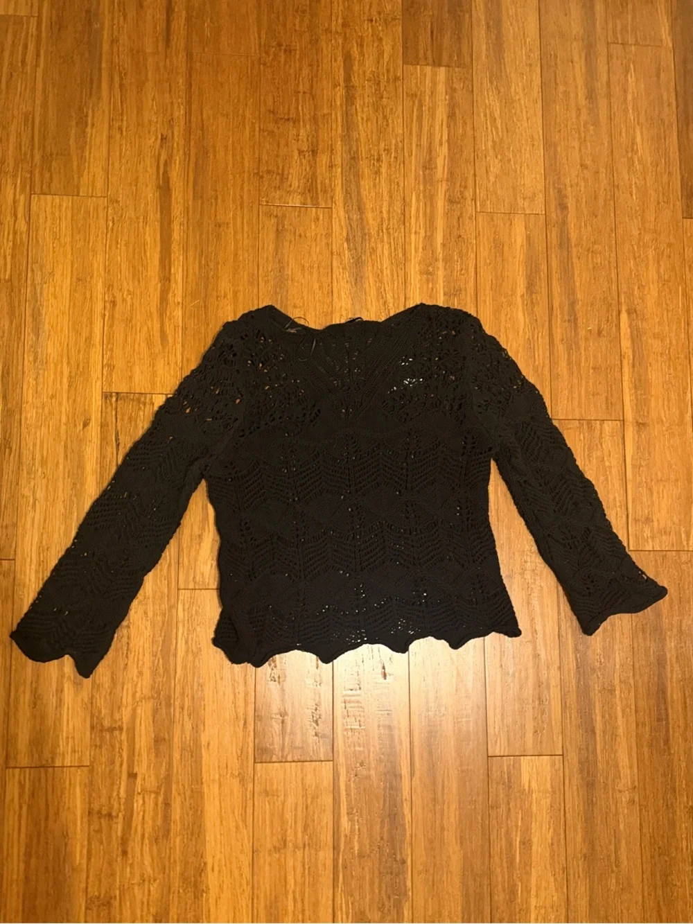 Zara Black Crochet Long-Sleeve